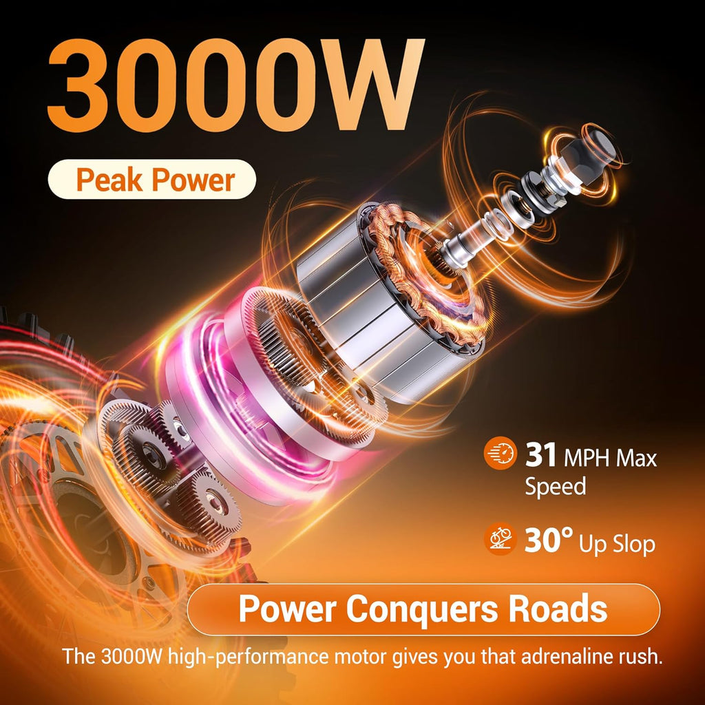 Electric Dirt Bike Teens Adults, 3000W Motor|220Nm|MAX 31MPH