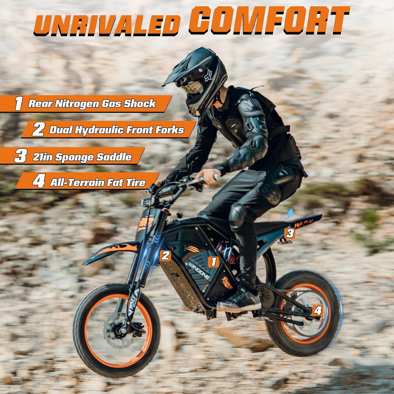 Windone RM7 Electric Dirt Bike for Teens Adults Age 13+, 2200W Peak Ebike