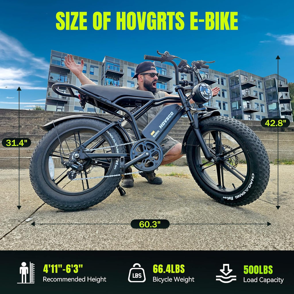 Electric Bike for Adults-1500W Peak Motor, 32MPH Off-Road Fat Tire Ebike, 20"x4.0" Tires, 48V 15/25AH Battery
