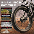 3000W Dual Motors Electric Bike for Adults, 52V 25Ah 24" Fat Tire Fast 38 mph up to 100 Miles