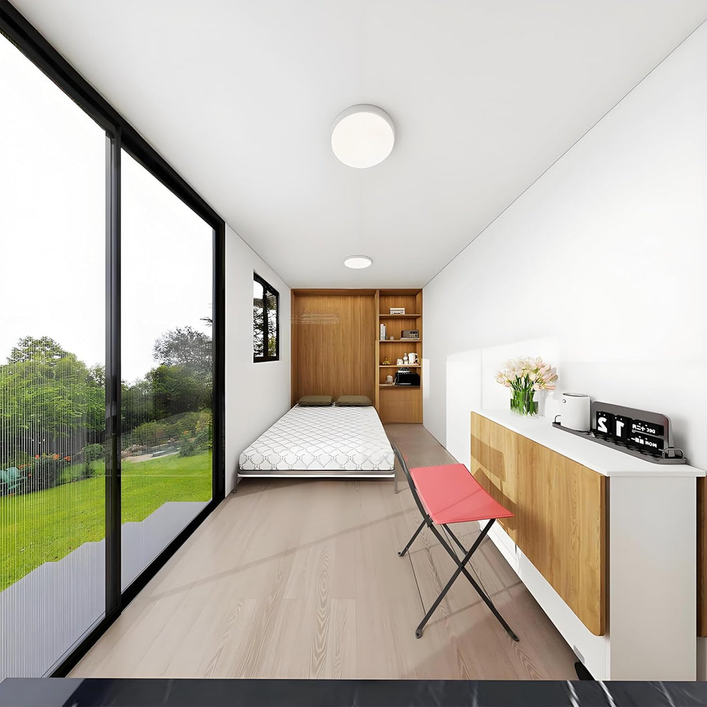 Portable Prefab Tiny Home 20ft Expandable Container House | Luxury Modular Steel Villa | Modern Foldable Tiny House with Bedroom, Kitchen & Bathroom | Prefabricated Portable Cabin for Living or Office