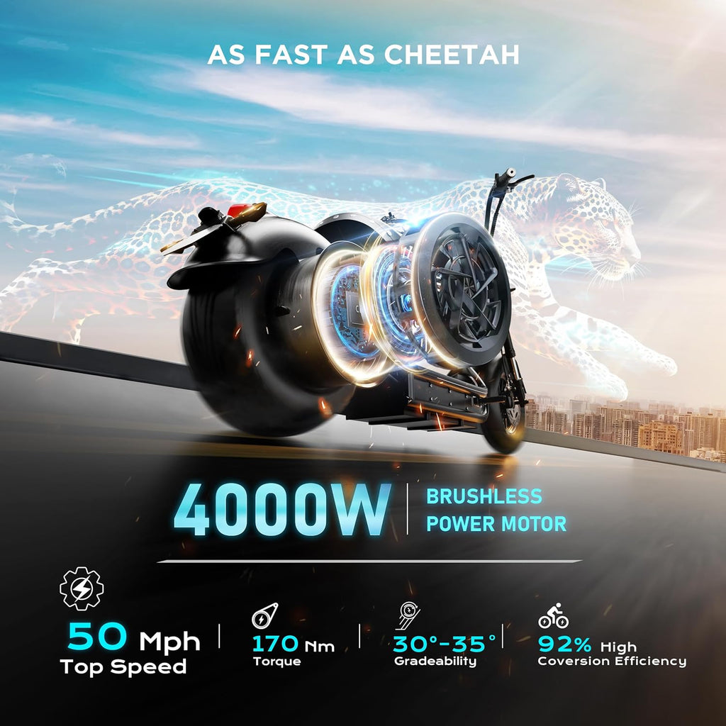 Electric Motorcycle M1P Pro 4000W 50Mph, 60V 42Ah 55 Miles, Long Range Motorcycle Street Legal, Dual Suspension&Dual Hydraulic Brakes Electric Moped for Adults