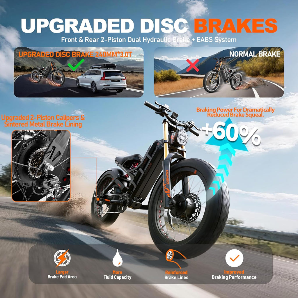 eAhora Romeo Pro 3 Electric Bike for Adults, 5600W 50MPH Dual Motor Ebike, 60V 80AH 250Miles Long Range Electric Bike