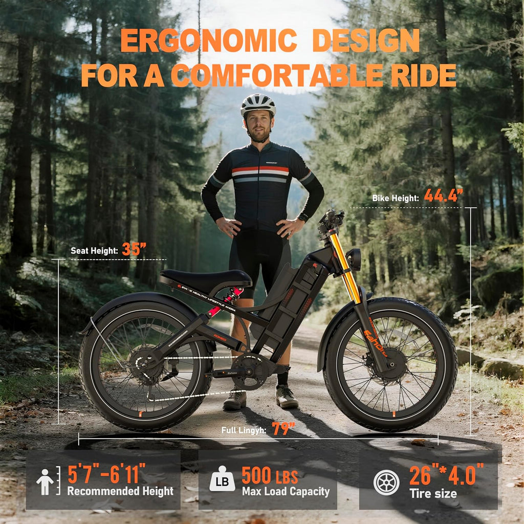 eAhora Romeo Pro 3 Electric Bike for Adults, 5600W 50MPH Dual Motor Ebike, 60V 80AH 250Miles Long Range Electric Bike