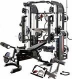 MiM USA Hercules EX All in One Gym Machine Commercial Smith Machine Functional Trainer Home Gym 400 lb Weight Stack Adj Bench Jammer Arms Leg Press Leg Extension Arm Curl LAT Seat Complete Attachment
