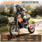 Electric Dirt Bike for Adults Teens 48V, Electric Off-Road Ebike with 3000W Mid-Drive Motor