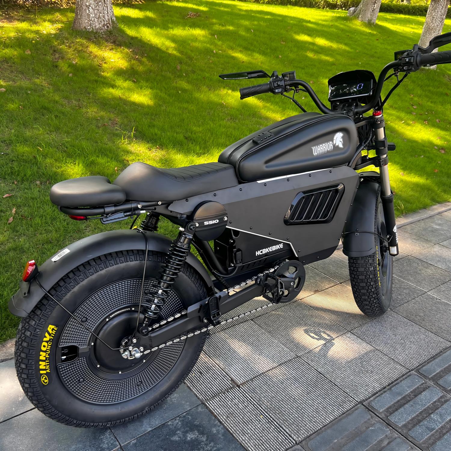HCBK-SS10 3000W60V50AH Aluminum Alloy Black Warrior Electric Bicycle with NFC Connection Anti-theft Unlocking Function