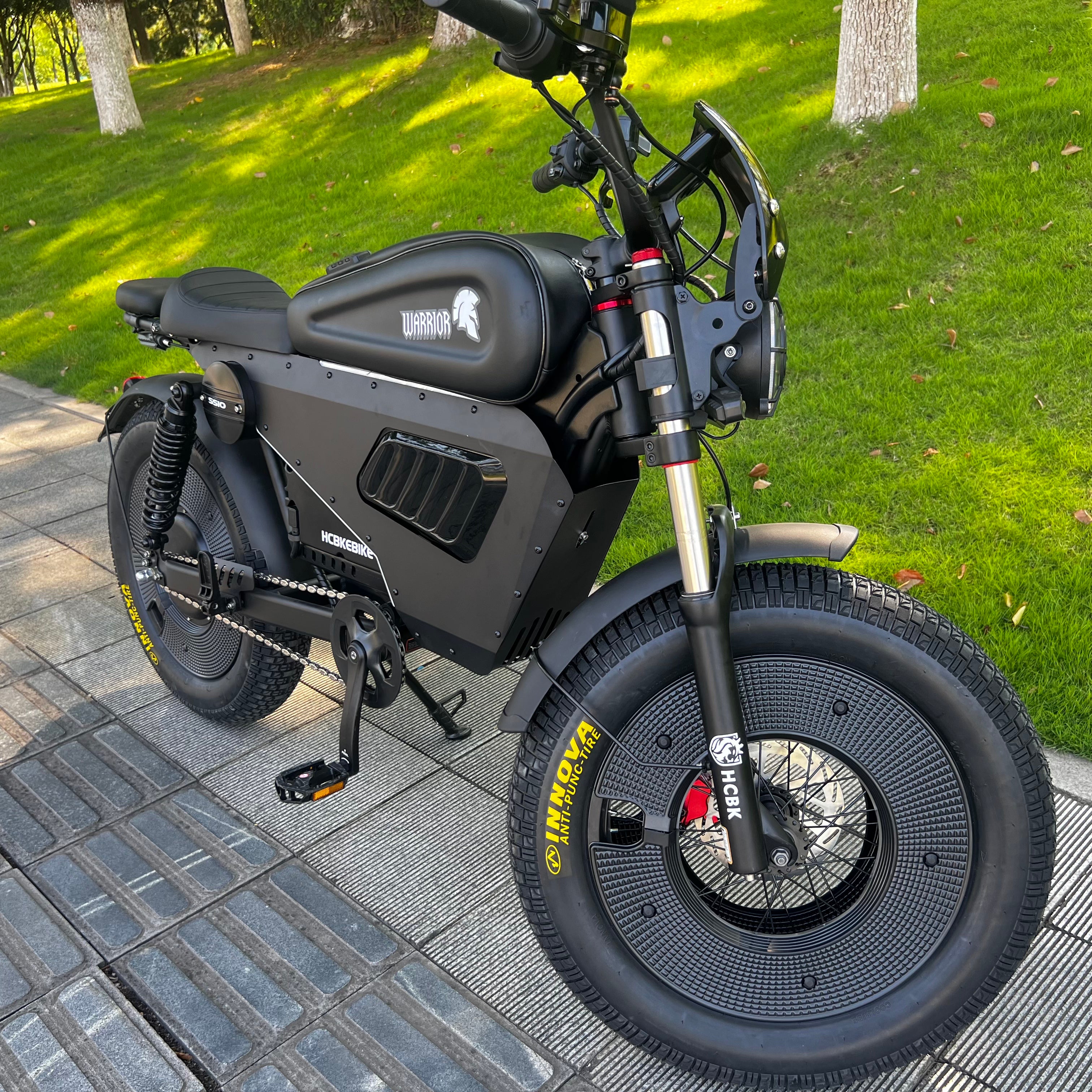 HCBK-SS10 3000W60V50AH Aluminum Alloy Black Warrior Electric Bicycle with NFC Connection Anti-theft Unlocking Function