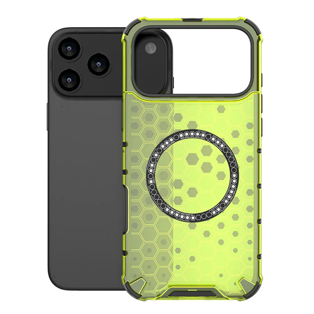 Luxury Clear Honeycomb Armour Magnetic Case for iPhone 17