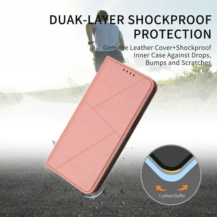 Mganetic Leather Texture Wallet Coque For iPhone 17