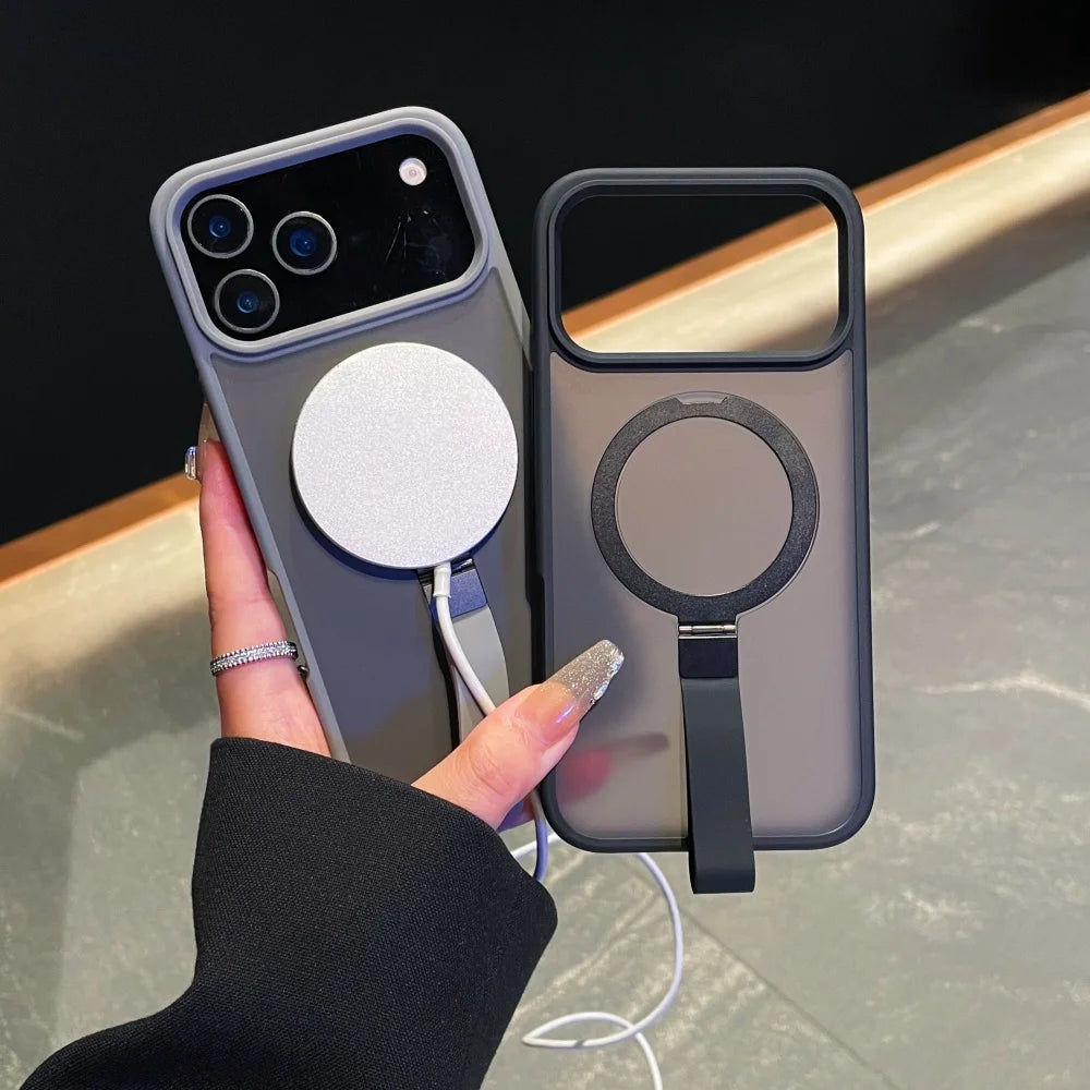 Luxury Magsafe Magnetic Stand Holder Lanyard Case For iPhone 17