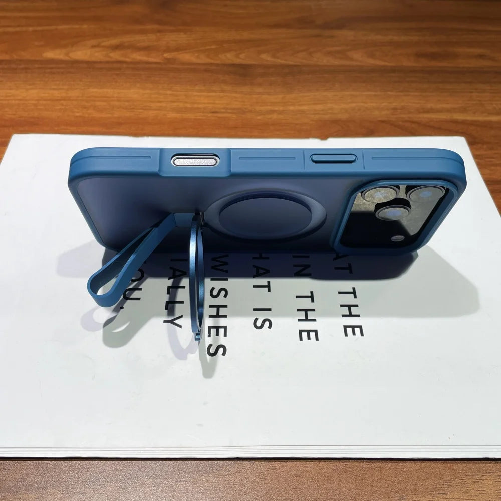 Luxury Magsafe Magnetic Stand Holder Lanyard Case For iPhone 17