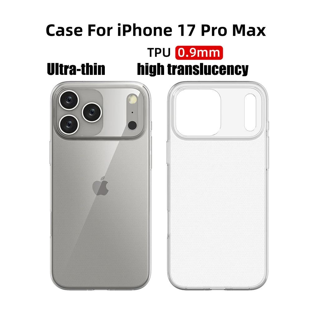 Ultra Thin 0.9mm Transparent TPU Case for iPhone 17