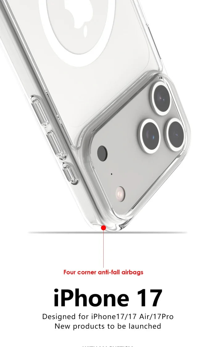 Shockproof MagSafe Clear Magnetic Case for iPhone 17