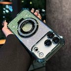 Luxury Bright Glitter Bracket Case for iPhone Magsafe Magnetic Plating Cover