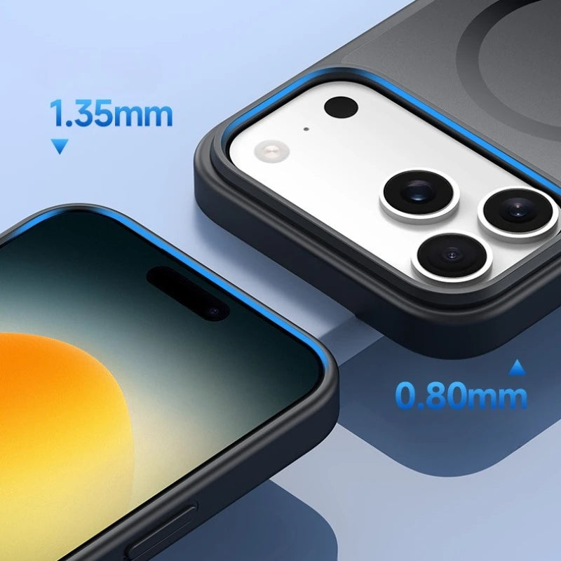 Magnetic PC Phone Case Frosted Transparent Back Shell for Iphone17