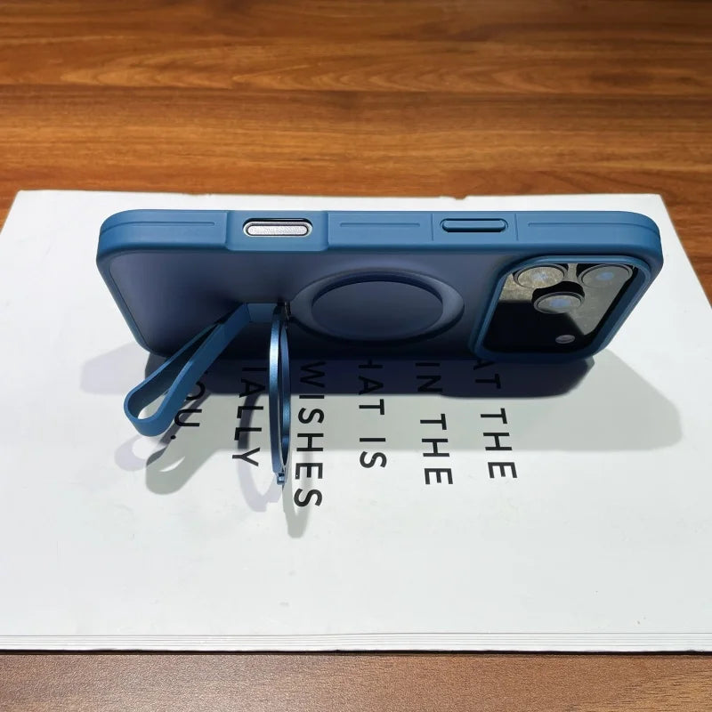 Luxury Magsafe Magnetic Stand Holder Lanyard Case For iPhone 17