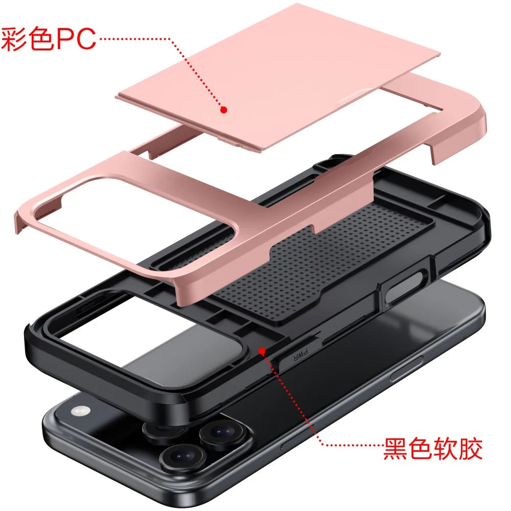 Card Slide Slot Slim Hard Protective Cover for Iphone 17
