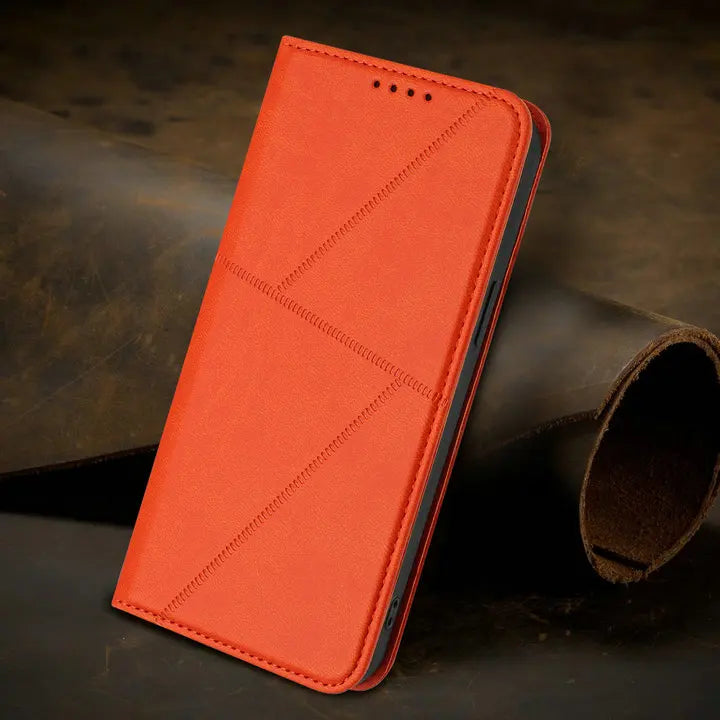 Mganetic Leather Texture Wallet Coque For iPhone 17