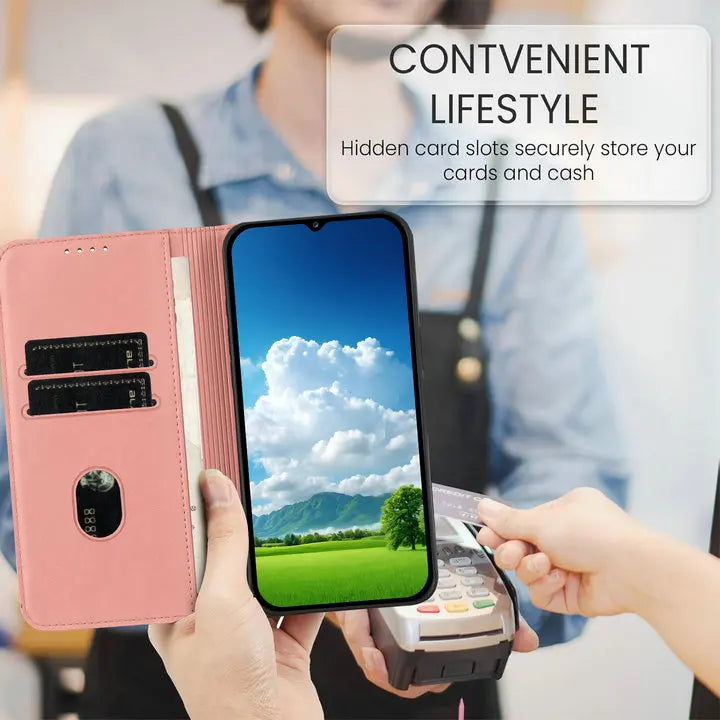 Mganetic Leather Texture Wallet Coque For iPhone 17