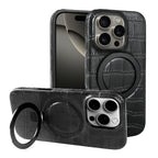 Luxury Leather MagSafe Case with Ring Stand for iPhone 17