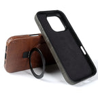 Luxury Leather MagSafe Case with Ring Stand for iPhone 17