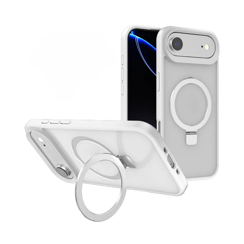Iphone 17 Magnetic Bracket Phone Case Matte Frosted Transparent