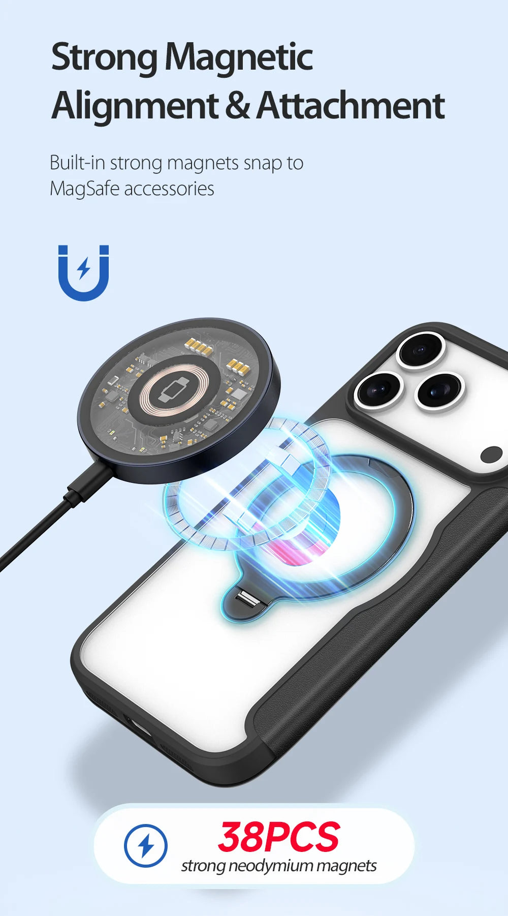 Magsafe Wireless Charging Rotating Metal Magnetic Stand Leather Cover