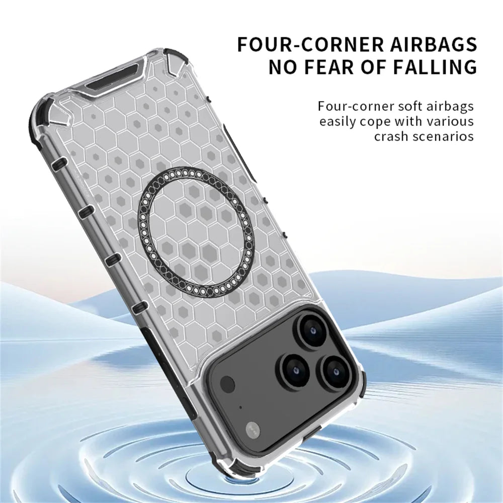Luxury Clear Honeycomb Armour Magnetic Case for iPhone 17