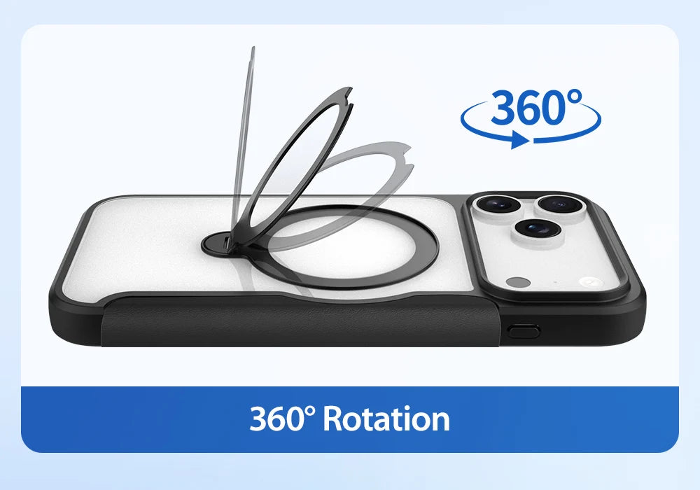 Magsafe Wireless Charging Rotating Metal Magnetic Stand Leather Cover