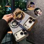 Luxury Bright Glitter Bracket Case for iPhone Magsafe Magnetic Plating Cover