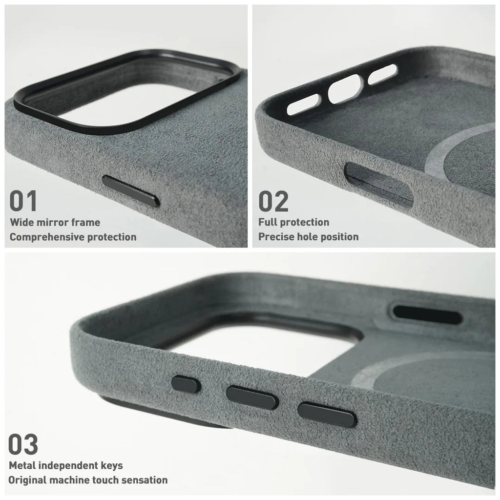 Premium IPhone 17 Genuine Italy Alcantara Material Leather Case MagSafe