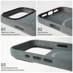 Premium IPhone 17 Genuine Italy Alcantara Material Leather Case MagSafe