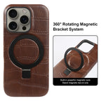 Luxury Leather MagSafe Case with Ring Stand for iPhone 17