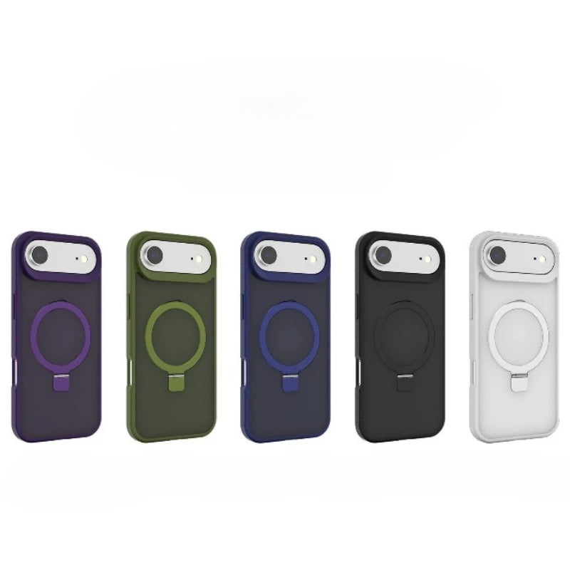 Iphone 17 Magnetic Bracket Phone Case Matte Frosted Transparent