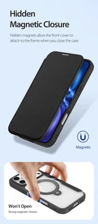 Magsafe Wireless Charging Rotating Metal Magnetic Stand Leather Cover