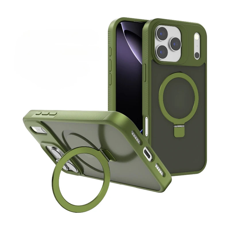 Iphone 17 Magnetic Bracket Phone Case Matte Frosted Transparent