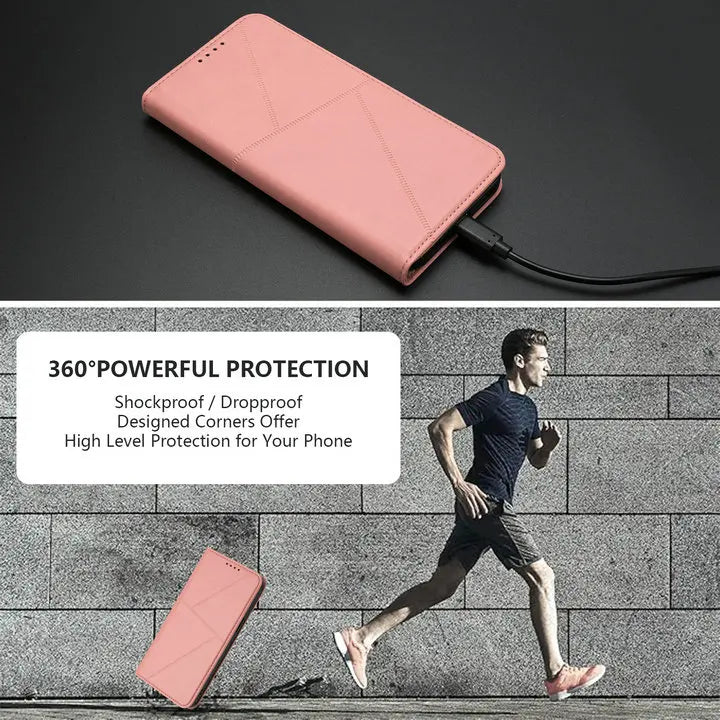 Mganetic Leather Texture Wallet Coque For iPhone 17